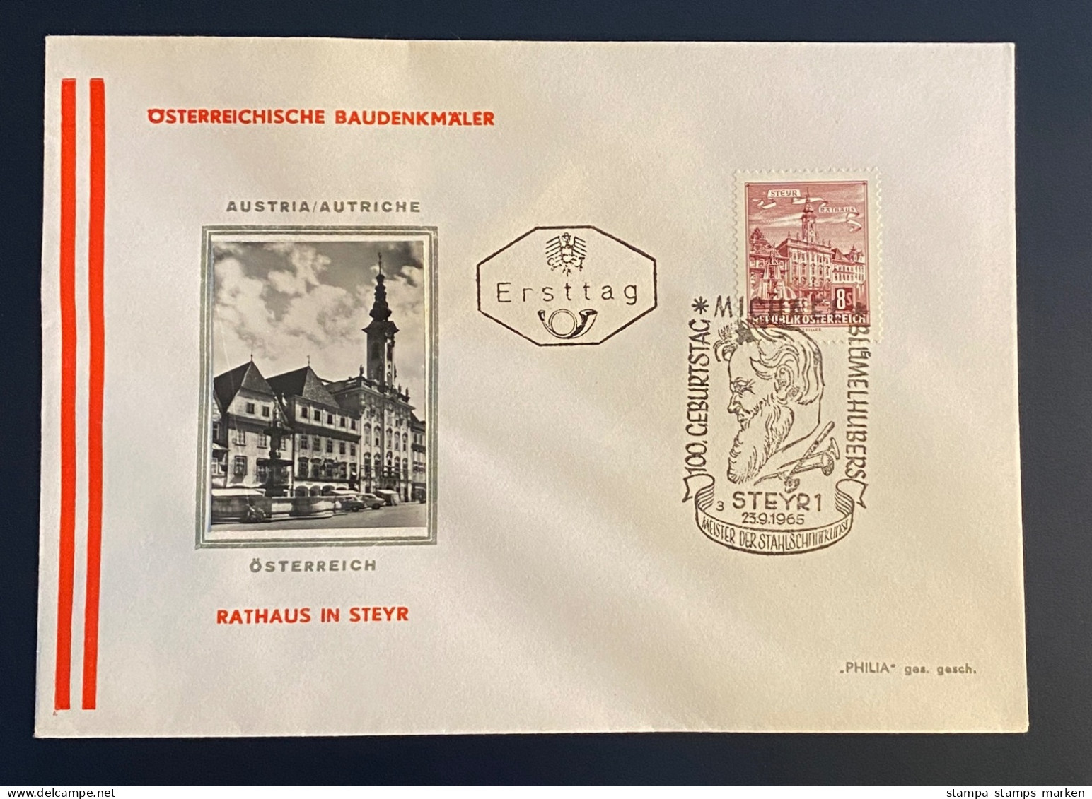 Österreich 1965 Bauten Mi. 1194 FDC Schmuckkuvert Sonderstempel Michael Blümelhubers Gestempelt/o STEYR - Lettres & Documents