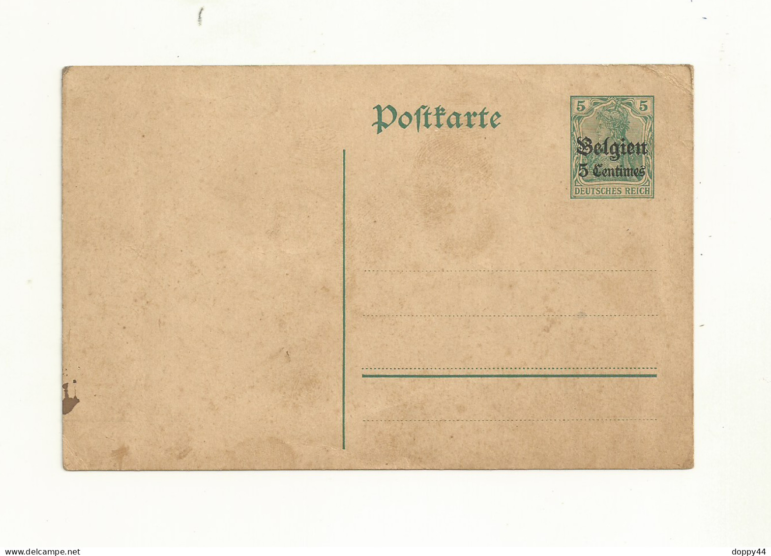 BELGIQUE ENTIER POSTAL OCCUPATION ALLEMANDE - Occupation Allemande