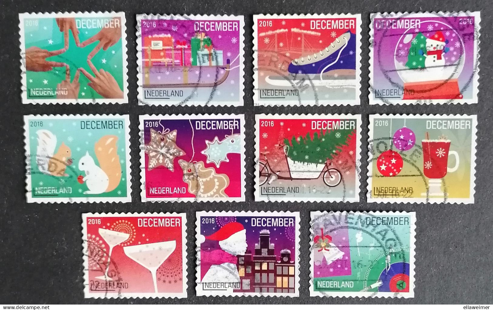 Nederland/Netherlands - Nrs. 3474 T/m 3484 - Serie Kerstzegels 2016 (gestempeld/used) - Usati