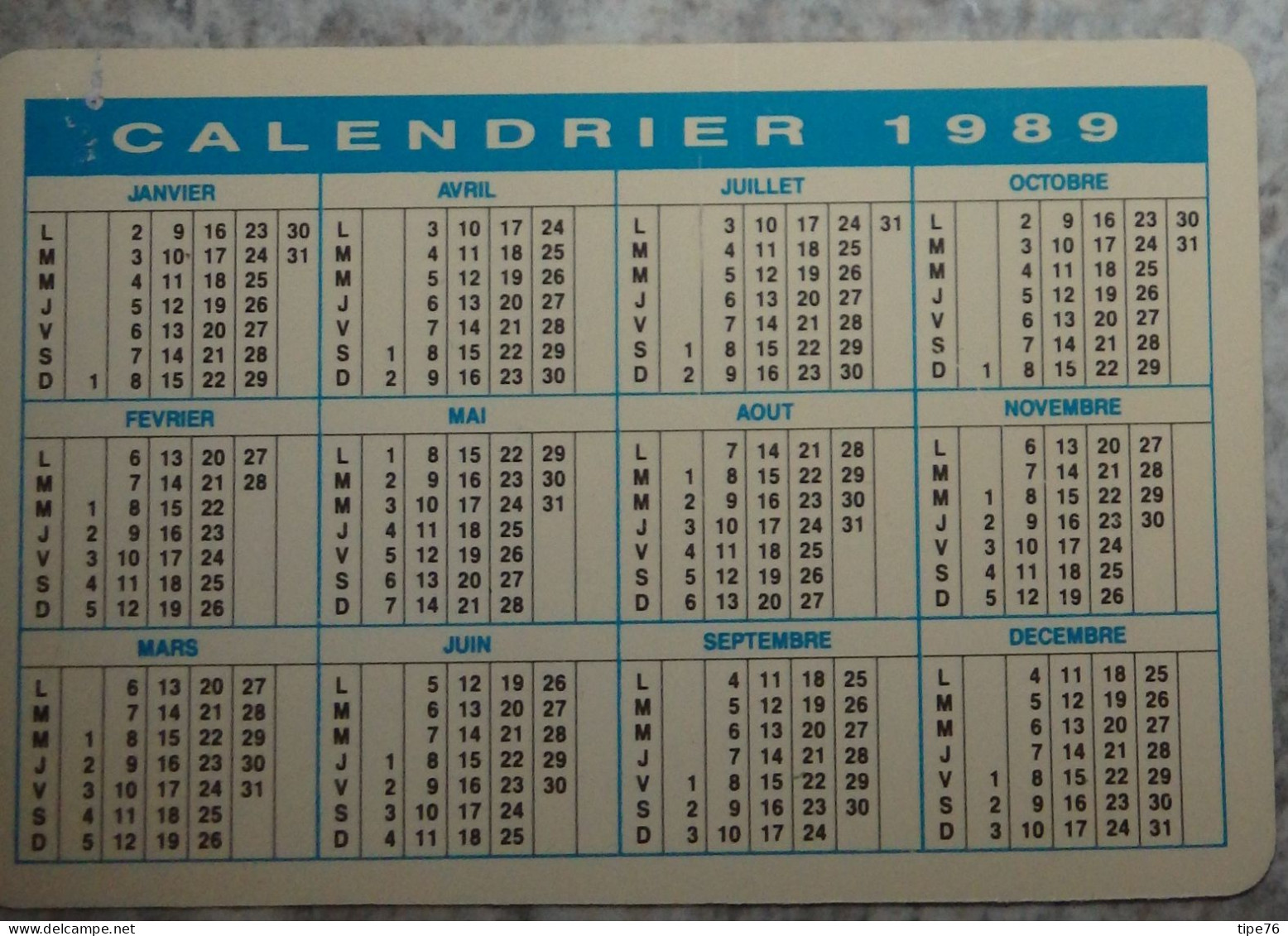 Petit Calendrier Poche 1989 EDF Electricité De France - Format Carte Bleue - La Parole Est Au Sourire - Small : 1981-90