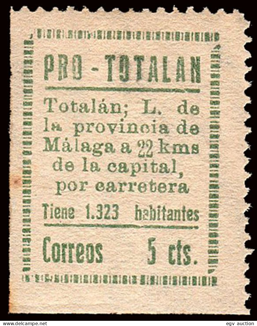Málaga - Guerra Civil - Em. Local Nacional - Totalán - Allepuz * 9 - Correos Letras Estrechas - "5 Cts. Pro Totalán" - Nationalist Issues