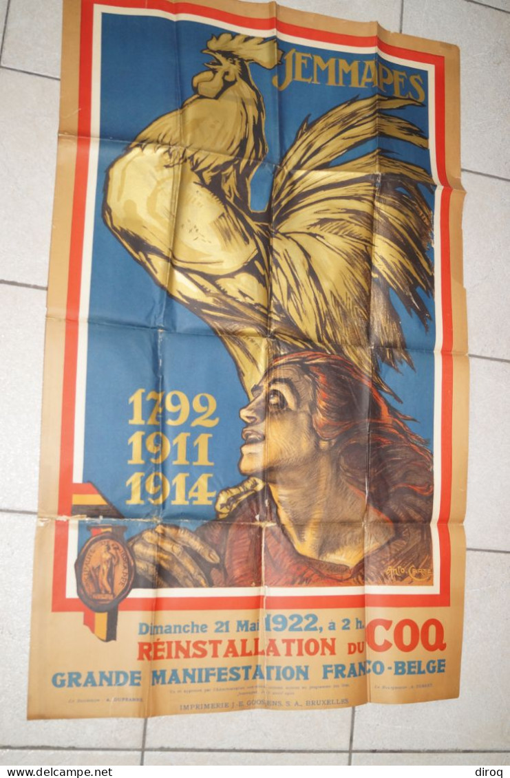 Ancienne Affiche Originale De Jemappes 1922,signé Anto. Carte,trace De Scotch à L'arrière,voir Photos,118/73 Cm. - Posters