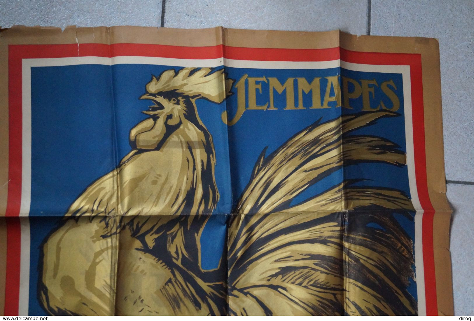 ancienne affiche originale de Jemappes 1922,signé Anto. Carte,trace de scotch à l'arrière,voir photos,118/73 Cm.