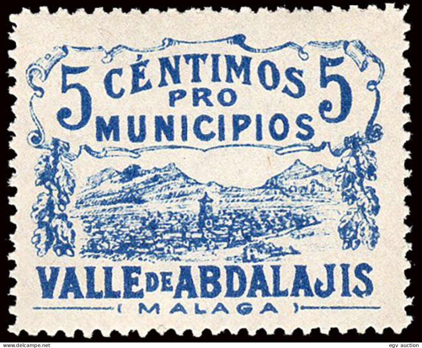 Málaga - Guerra Civil - Em. Local Nacional - Valle De Abdalajís - Allepuz ** 2 - "5 Cts. Pro Municipios" - Emisiones Nacionalistas