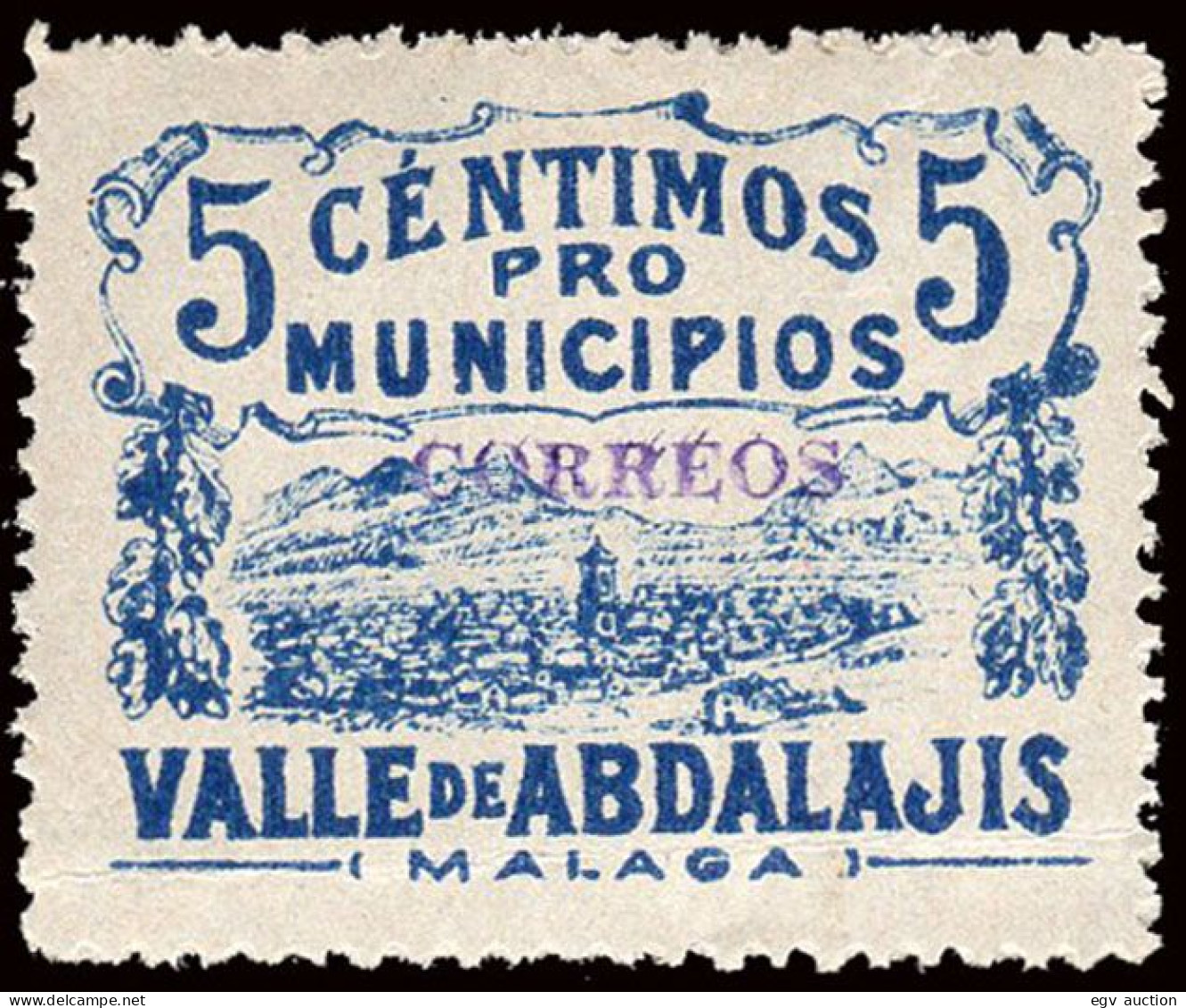 Málaga - Guerra Civil - Em. Local Nacional - Valle De Abdalajís - Allepuz * 2 - Sobrecarga "Correos" - Nationalist Issues