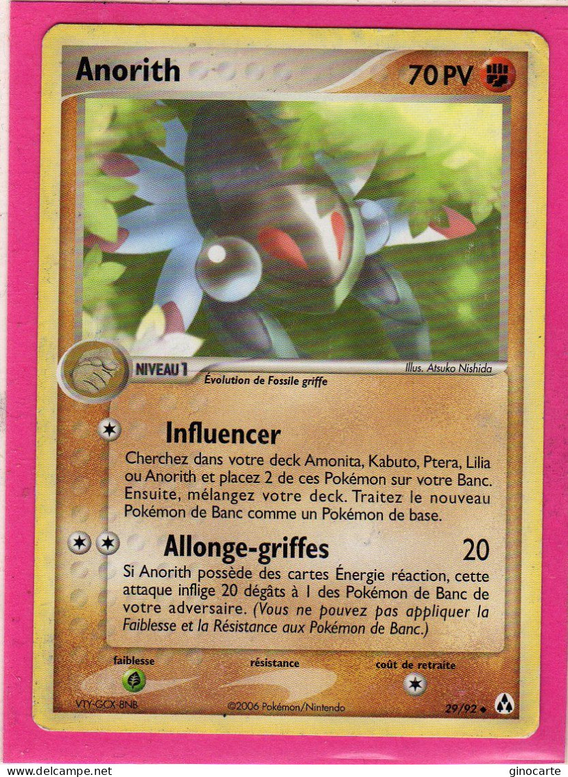 Carte Pokemon 2006 Ex Createur De Legende 29/92 Anorith 70pv Occasion - Ex