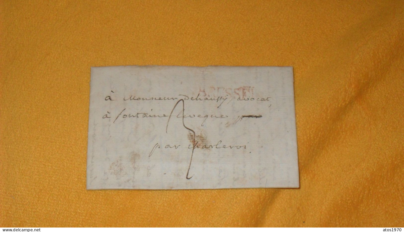 LETTRE ANCIENNE DE 1821../ MARQUE ROUGE BRUSSEL POUR CHARLEROI + TAXE ...BELGIQUE.. - 1815-1830 (Holländische Periode)