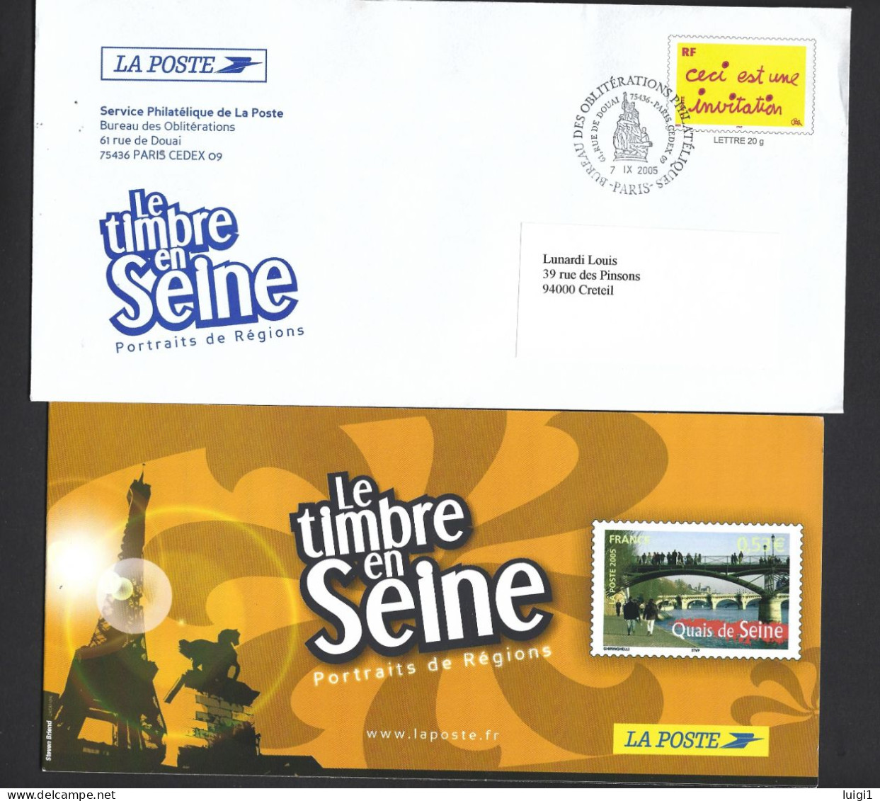 FRANCE 2005. PAP Y&T Type (n°3636) - " Ceci Est Une Invitation " Sur Enveloppe - Avec Carte D'invitation Vente 1er Jour. - Pseudo-officiële  Postwaardestukken