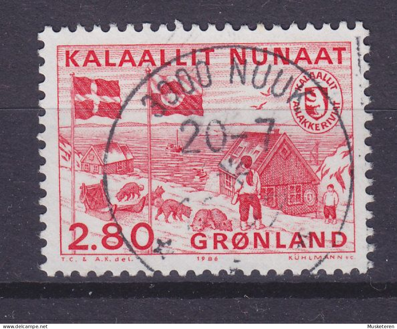Greenland 1986 Mi. 163    2.80 Kr Eigene Portoheit Grönlands Poststation Flagge National Flag Deluxe NUUK Cancel !! - Used Stamps