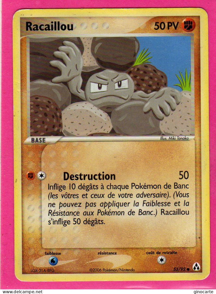 Carte Pokemon 2006 Ex Createur De Legende 53/92 Racaillou 50pv Bon Etat - Ex