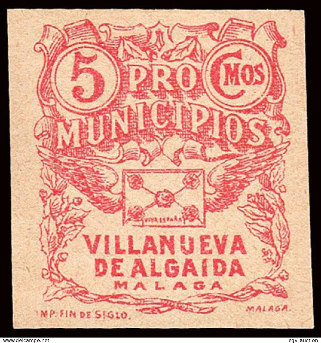 Málaga - Guerra Civil - Em. Local Nacional - Villanueva De Algaidas - Allepuz * 4 S/dentar - "5 Cts. Pro Municipios" - Emisiones Nacionalistas