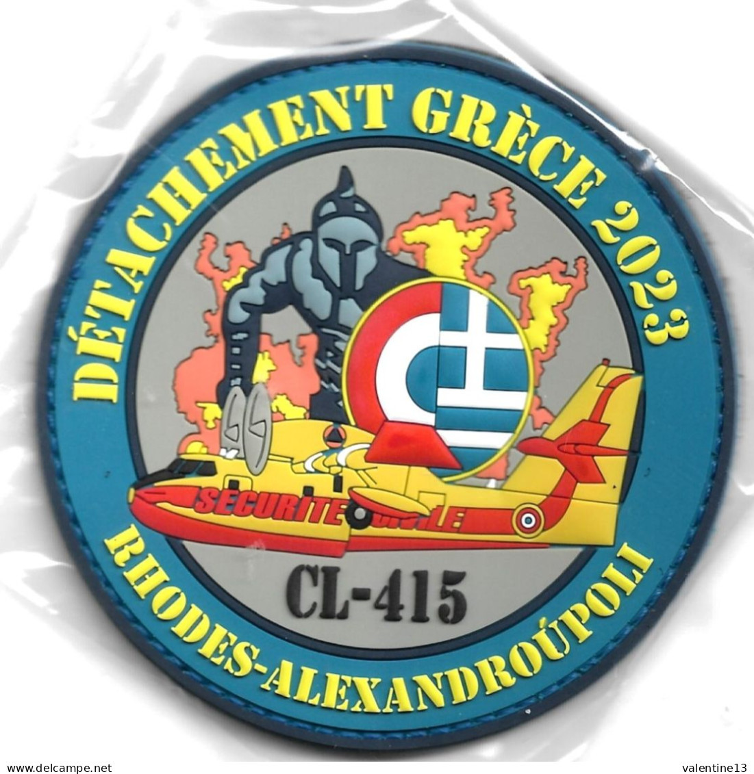 Ecusson PVC SECURITE CIVILE CANADAIR CL 415 DETACHEMENT GRECE 2023 RHODES ALEXANDROUPOLI - Feuerwehr