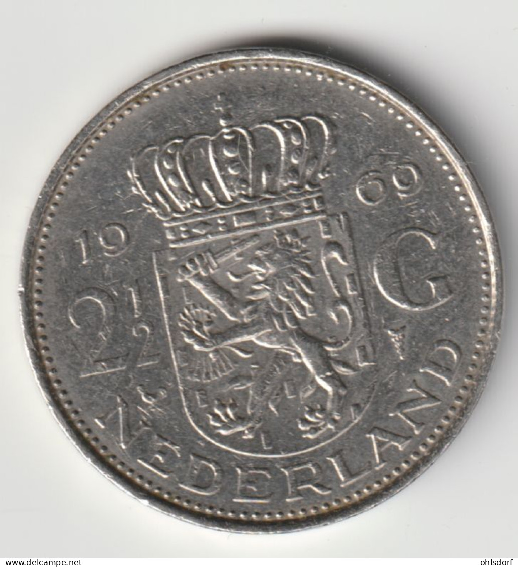 NEDERLAND 1969: 2 1/2 Gulden, KM 191 - 1948-1980: Juliana