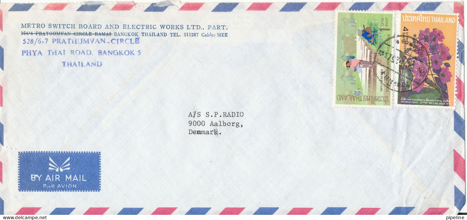 Thailand Air Mail Cover Sent To Denmark - Thailand