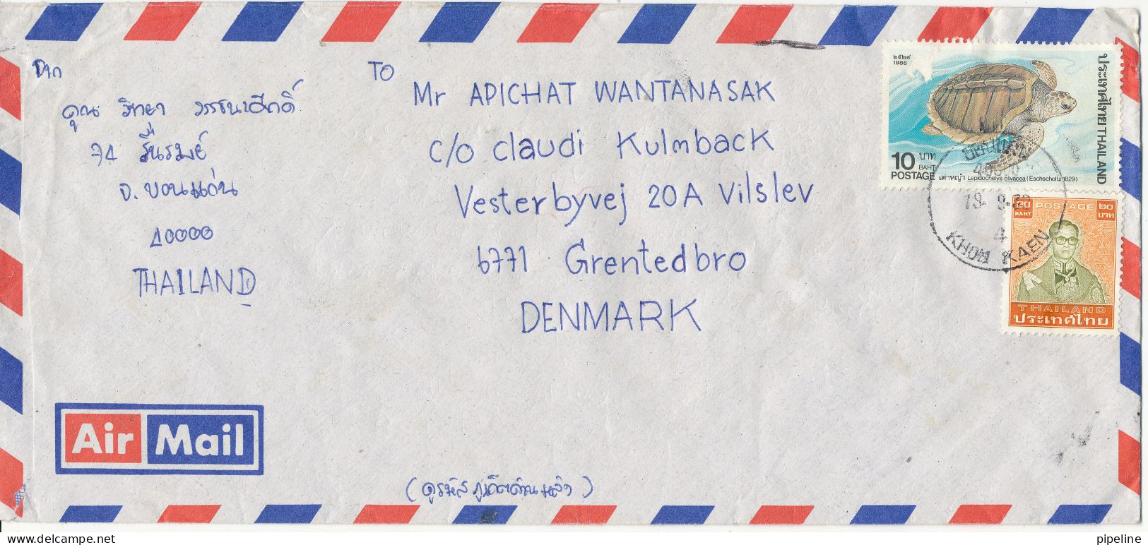 Thailand Air Mail Cover Sent To Denmark - Thaïlande