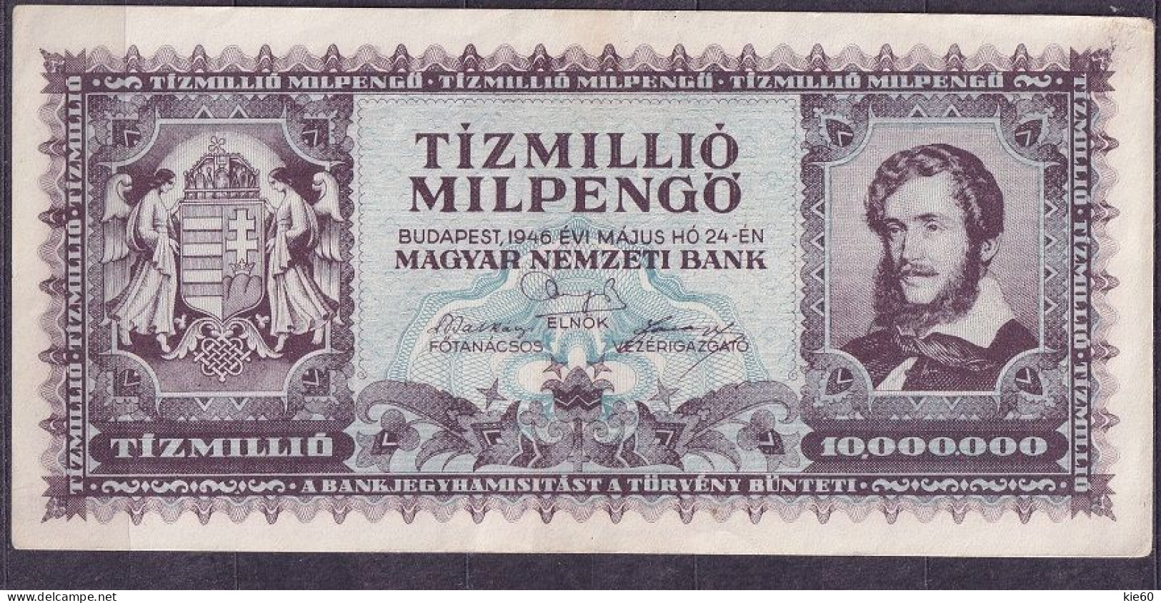 Hungary - 1945 -  10 000 000  Pengo  - P122   AU - Hungría