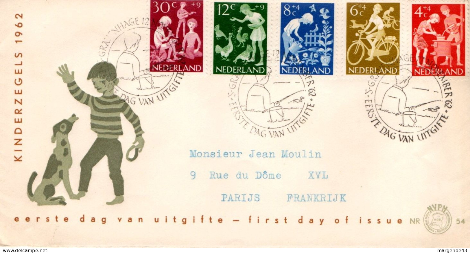 PAYS BAS LETTRE FDC POUR LA FRANCE 1962 - Storia Postale