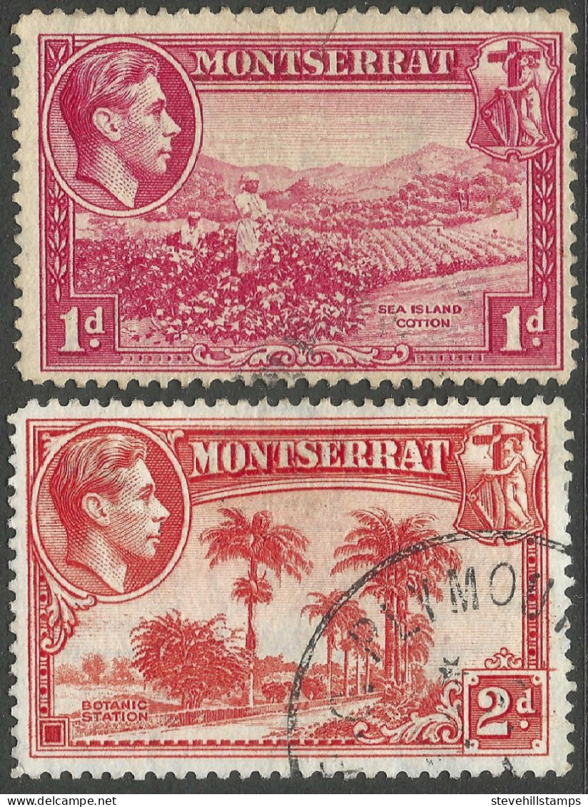 Montserrat. 1938-48 KGVI. 1d, 2d Used. SG 102a, 104a. M3064 - Montserrat