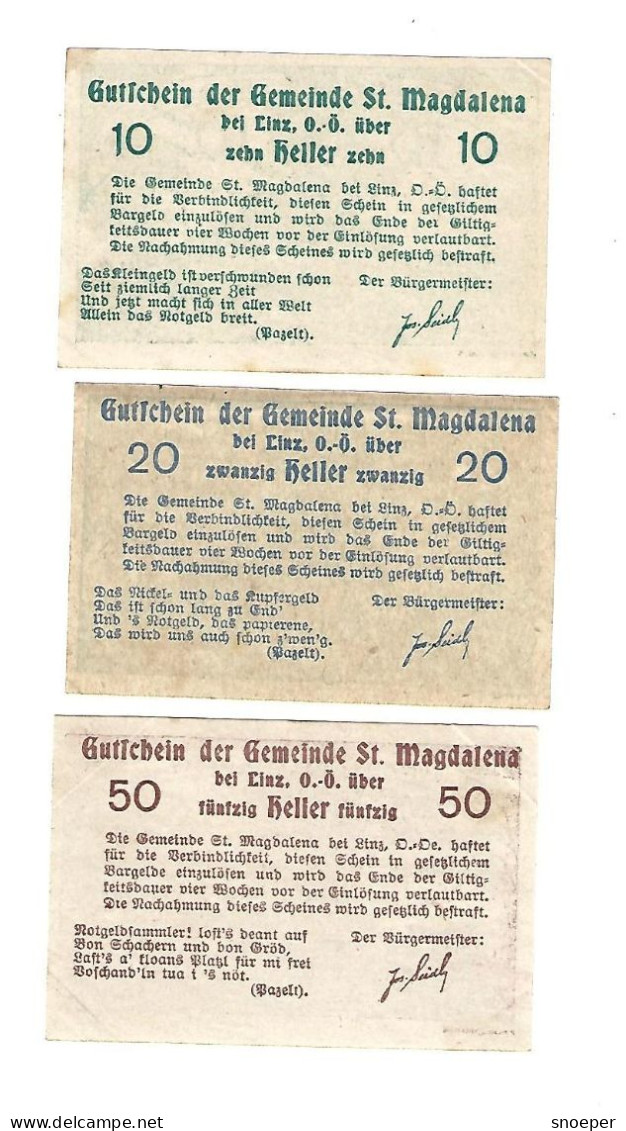 **Austria Notgeld St   Magdalena Bei Linz Serie Compleet   906a - Autriche