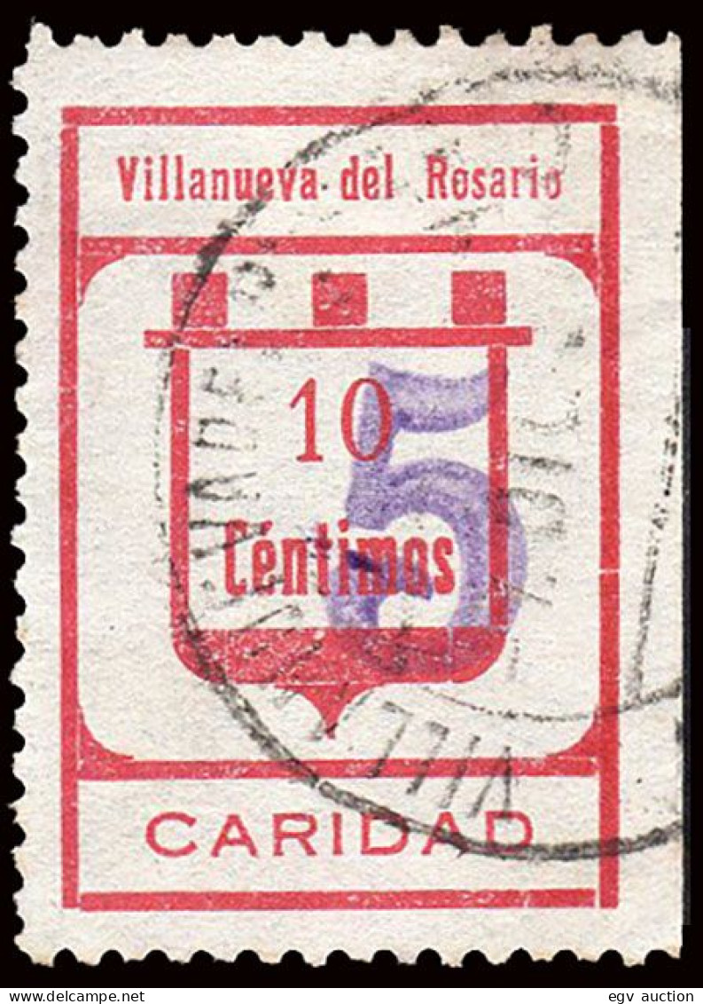 Málaga - Guerra Civil - Em. Local Nacional - Villanueva Del Rosario - Allepuz O 23 - "5 Cts. Caridad"- Sobrecargado - Nationalistische Ausgaben