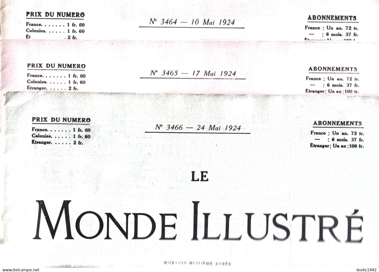 JEUX OLYMPIQUES 1924  - PARIS - LOT DE 3 REVUES - LE MONDE ILLUSTRE - RUGBY 1924 -- - Otros & Sin Clasificación
