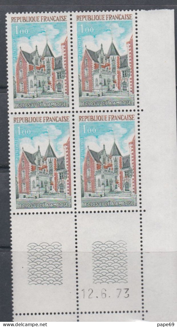 France N° 1759 XX   Clos Lucé à Amboise En Bloc De 4 Coin Daté Du 12 . 6 . 73 ; Sans Trait Sans Charnière, TB - 1970-1979