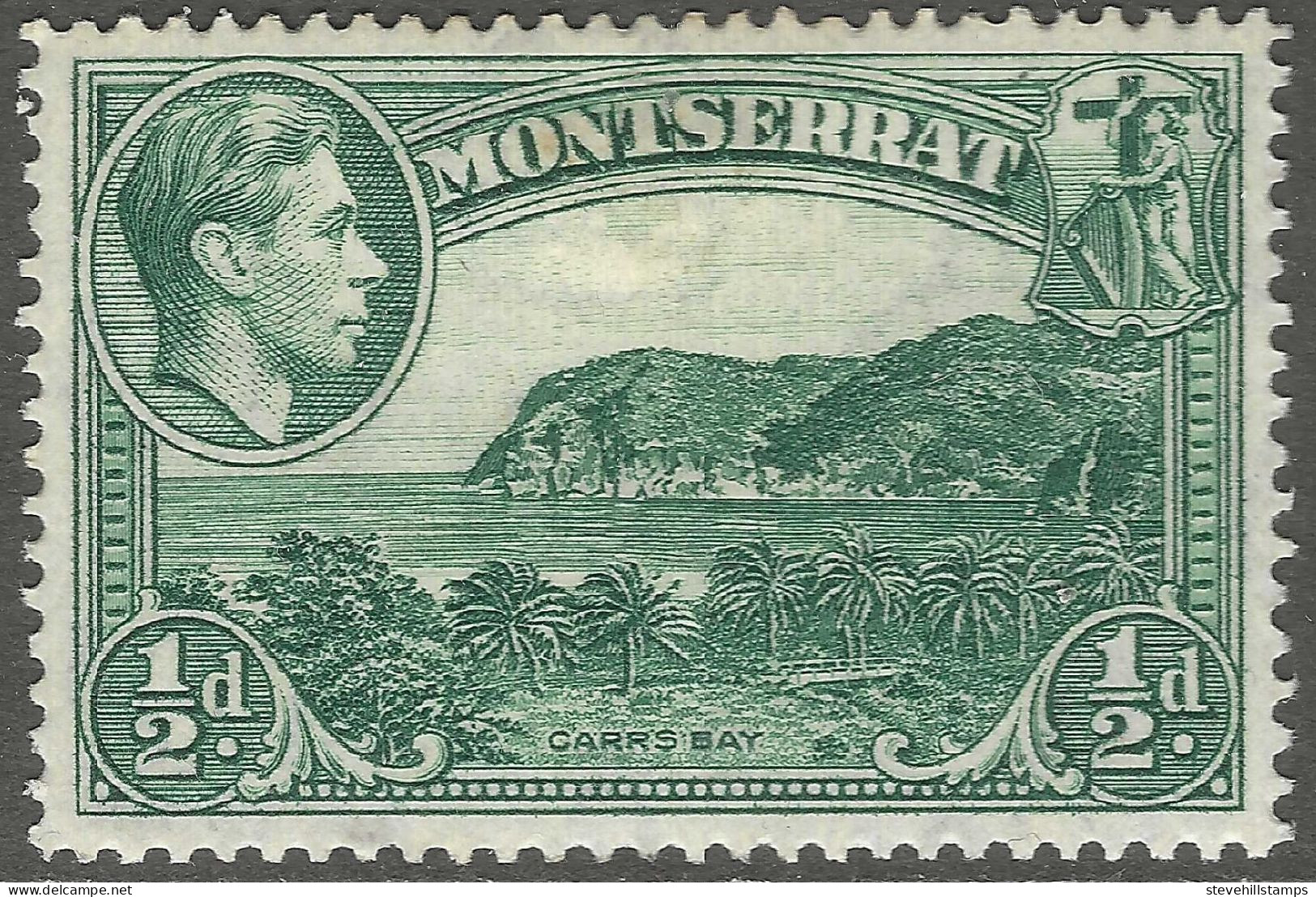 Montserrat. 1938-48 KGVI. ½d MH. P14 SG 101a. M3065 - Montserrat