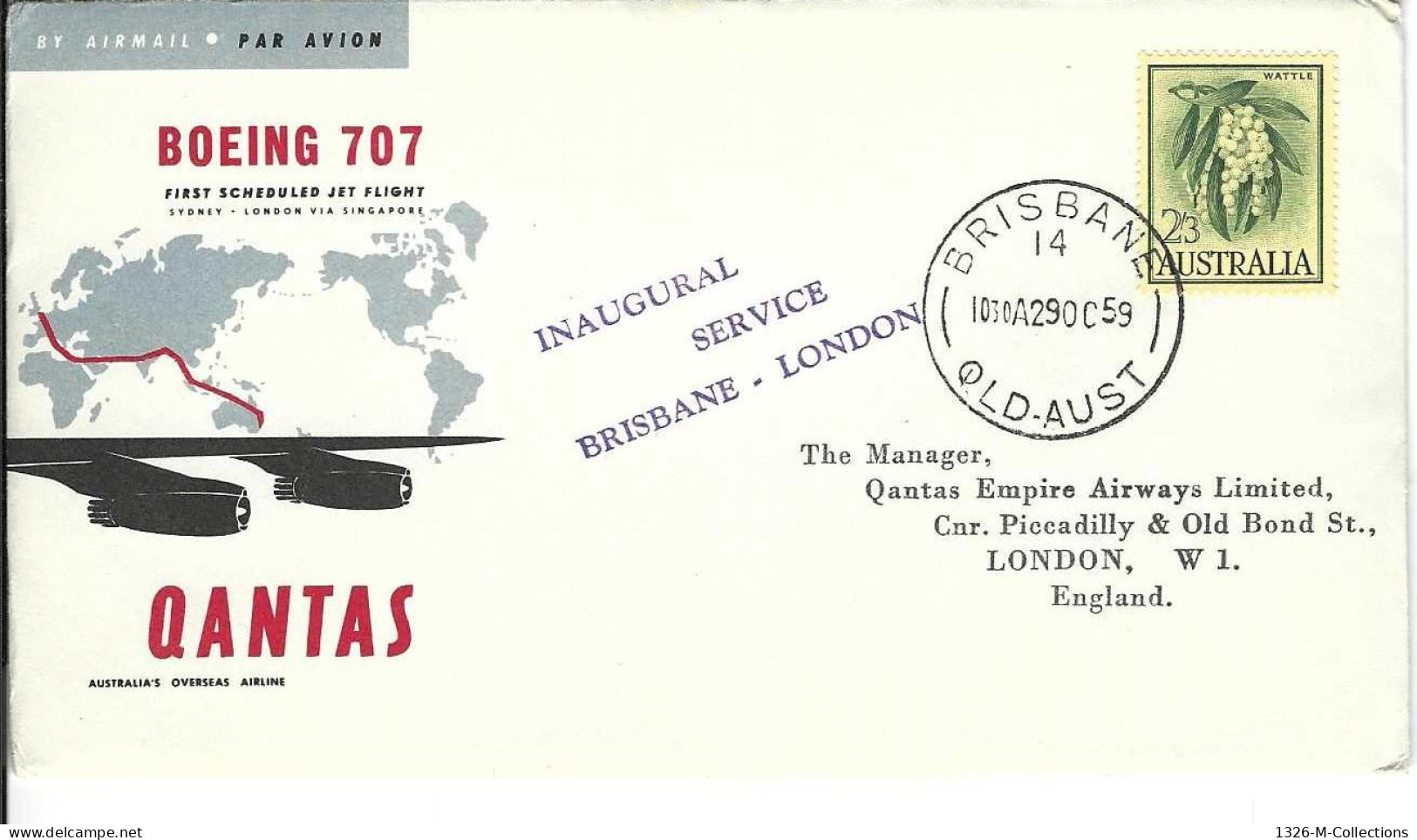 Envellope AUSTRALIE N° 258 Y & T Boeing 707 - Verzamelingen
