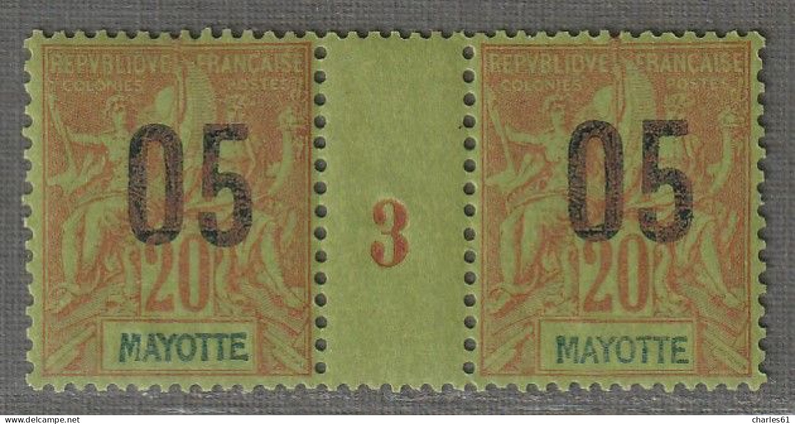 MAYOTTE - MILLESIMES - N°24 ** (1893) 05 Sur 20c - Ongebruikt