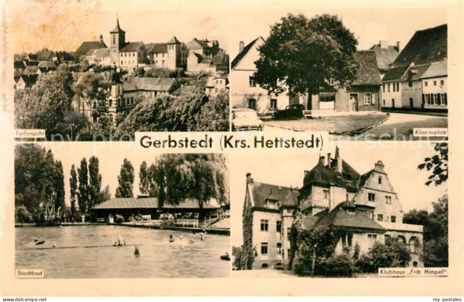 73573933 Gerbstedt Teilansicht Klosterplatz Stadtbad Freibad Klubhaus Fritz Himp - Gerbstedt