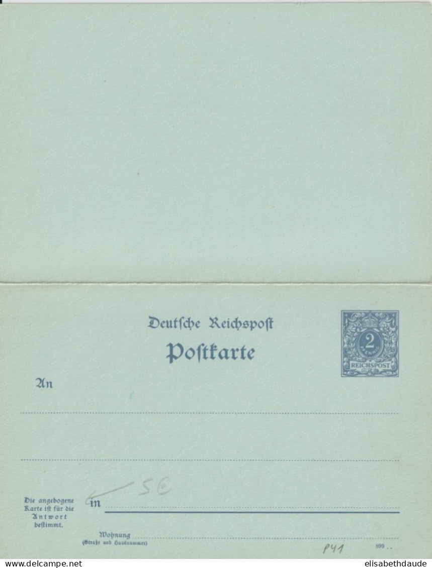 REICH - 1900 -  LIVRAISON GRATUITE A PARTIR De 5 EUR D'ACHAT ! CP ENTIER POSTAL P41 REPONSE PAYEE - Cartoline