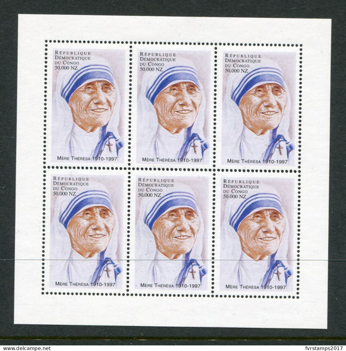 R.D. Congo - 1998 - OCB BL132 - MNH ** - Moeder Mère Mother Teresa Heilige Saint - Cv € 13,50 - Nuevos