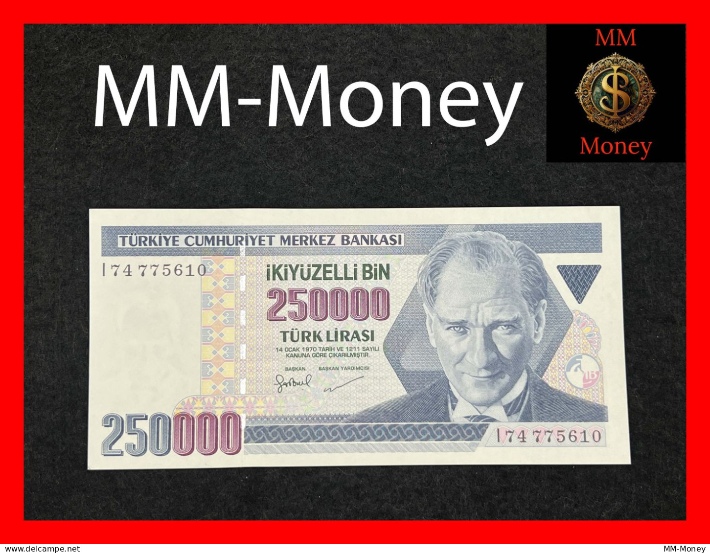 TURKEY  250.000  250000 Turk  Lirasi  1998    P. 211   UNC - Turkije