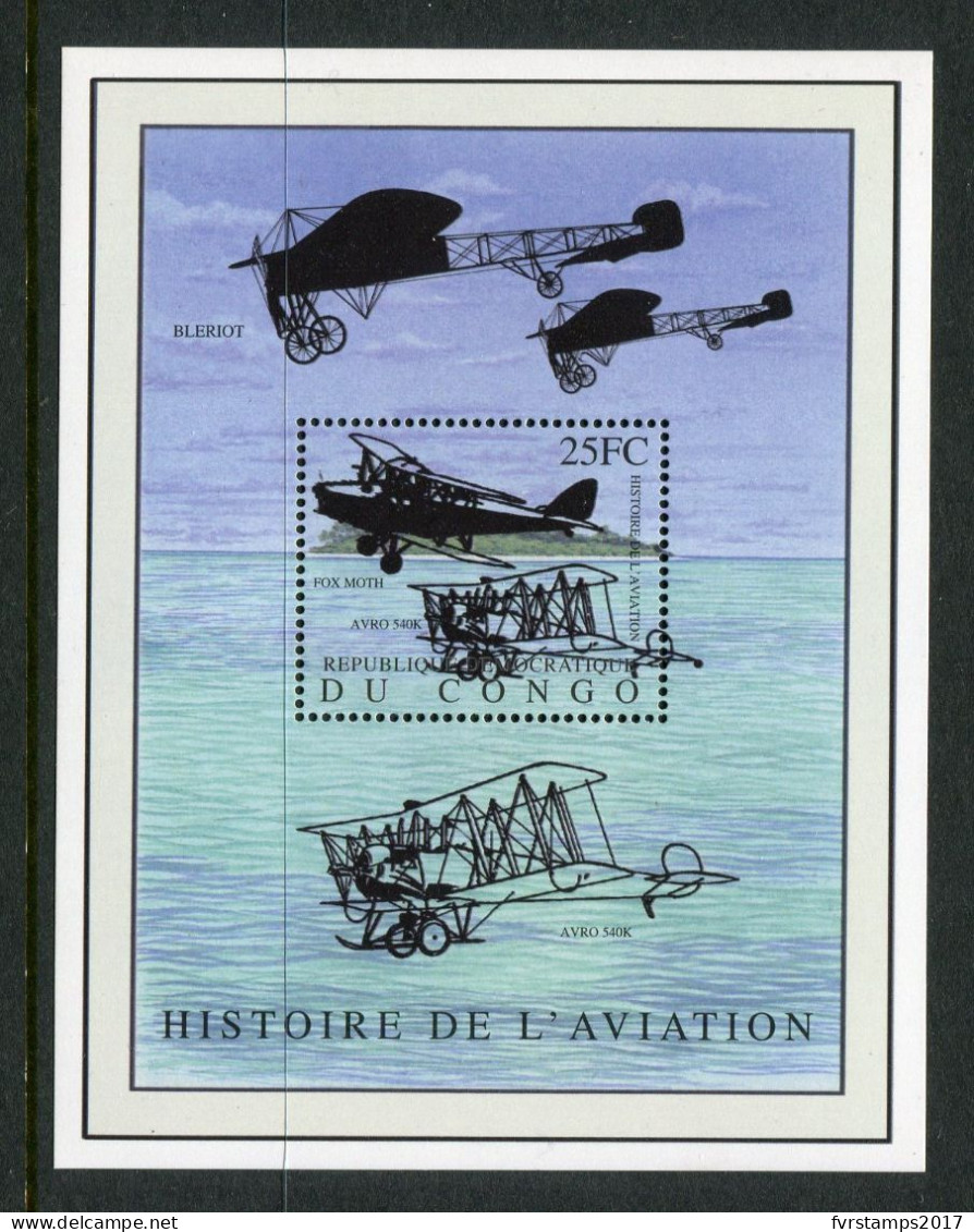 R.D. Congo - 2001 - OCB BL197 - MNH ** - Luchtvaart Aviation Planes Vliegtuigen Avions History  - Cv € 6 - Mint/hinged