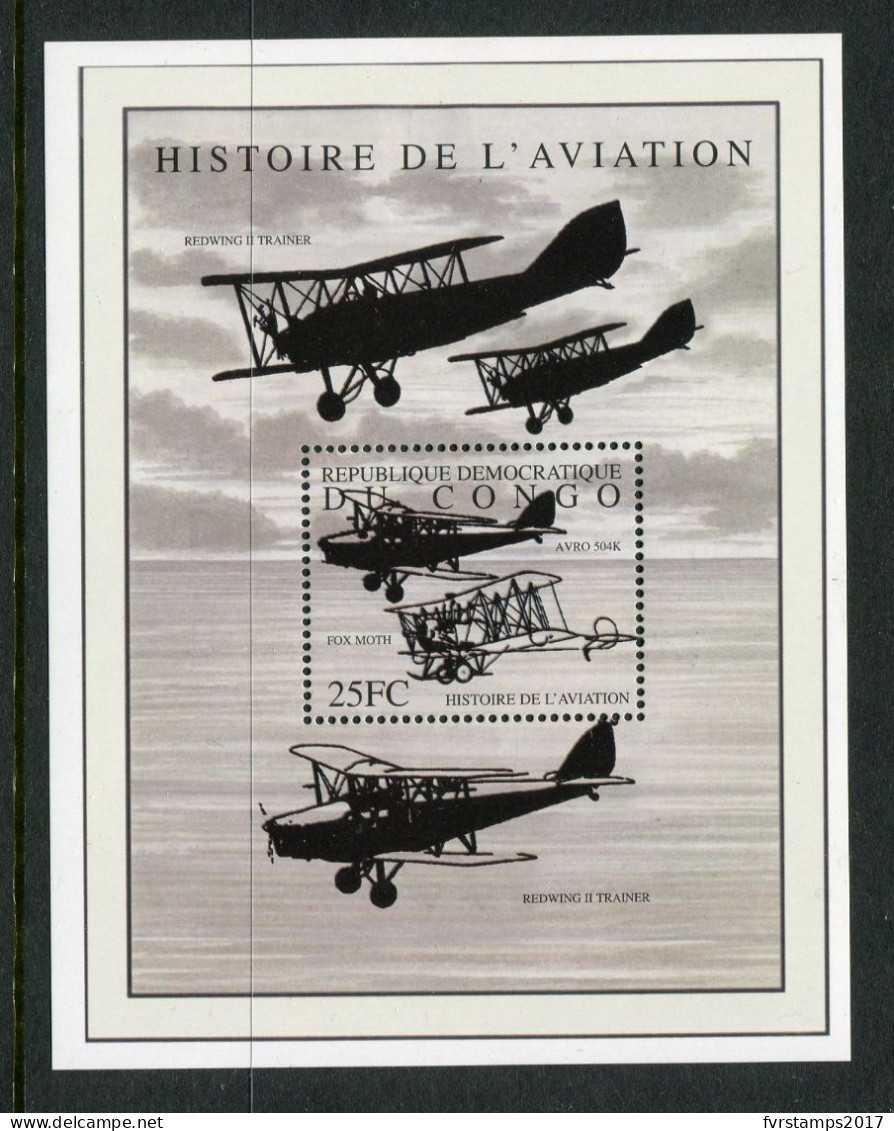 R.D. Congo - 2001 - OCB BL198 - MNH ** - Luchtvaart Aviation Planes Vliegtuigen Avions History  - Cv € 6 - Nuevos