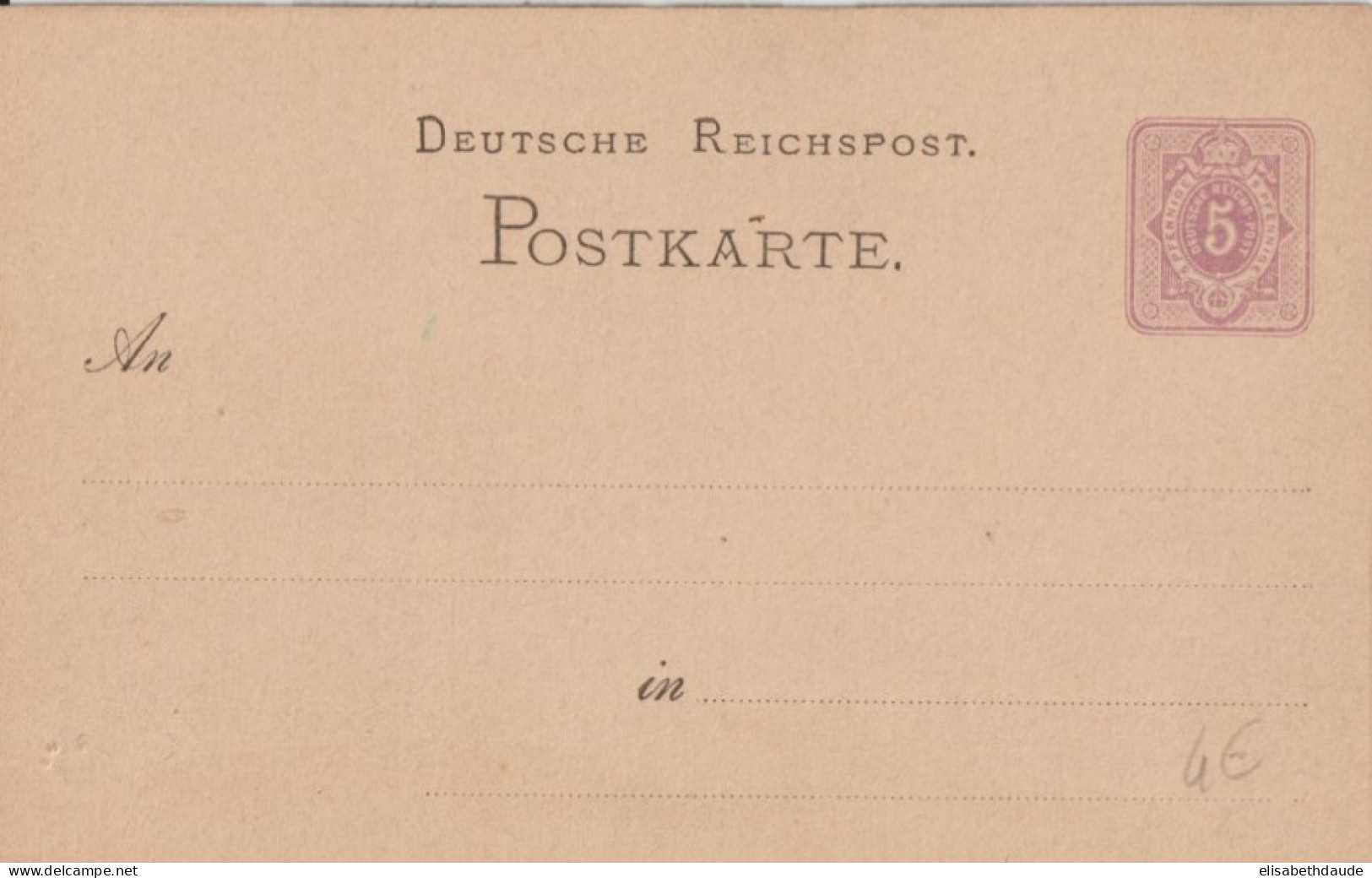 REICH - 1880 -  LIVRAISON GRATUITE A PARTIR De 5 EUR D'ACHAT ! CP ENTIER POSTAL RARE SANS DATE - Cartes Postales