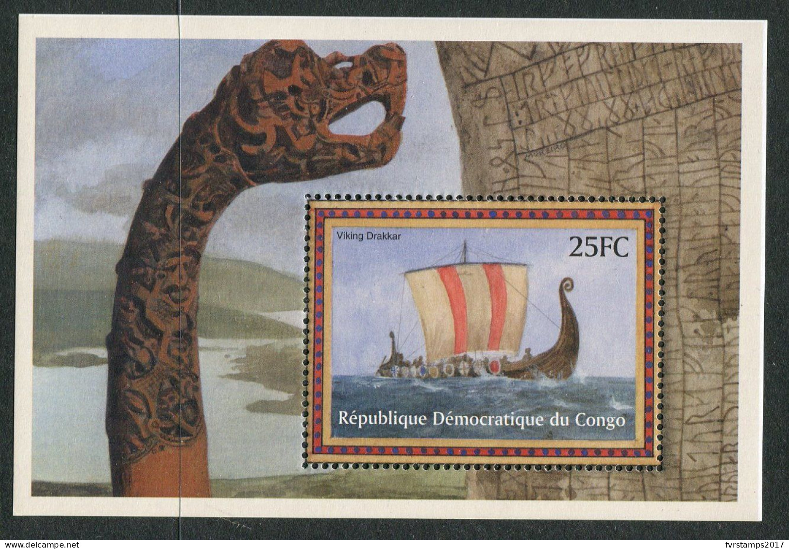R.D. Congo - 2001 - OCB BL190 - MNH ** - Sailing Ships Zeilschepen Voiliers Bateaux History - Cv € 5 - Nuovi