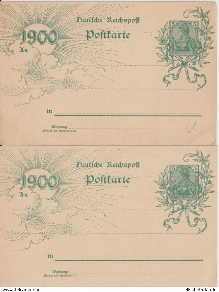 REICH - 1900 -  LIVRAISON GRATUITE A PARTIR De 5 EUR D'ACHAT ! 2 CP ENTIER POSTAL GERMANIA  TYPES 1 + 2 - Cartes Postales