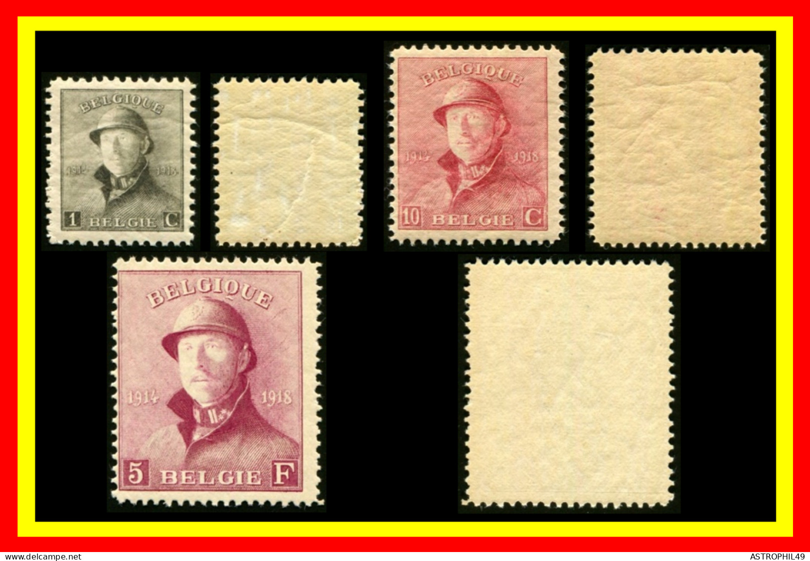 12919165 BE Roi Albert I, Roi Casqué, Cob165 + 168 + 177 - 1919-1920 Roi Casqué