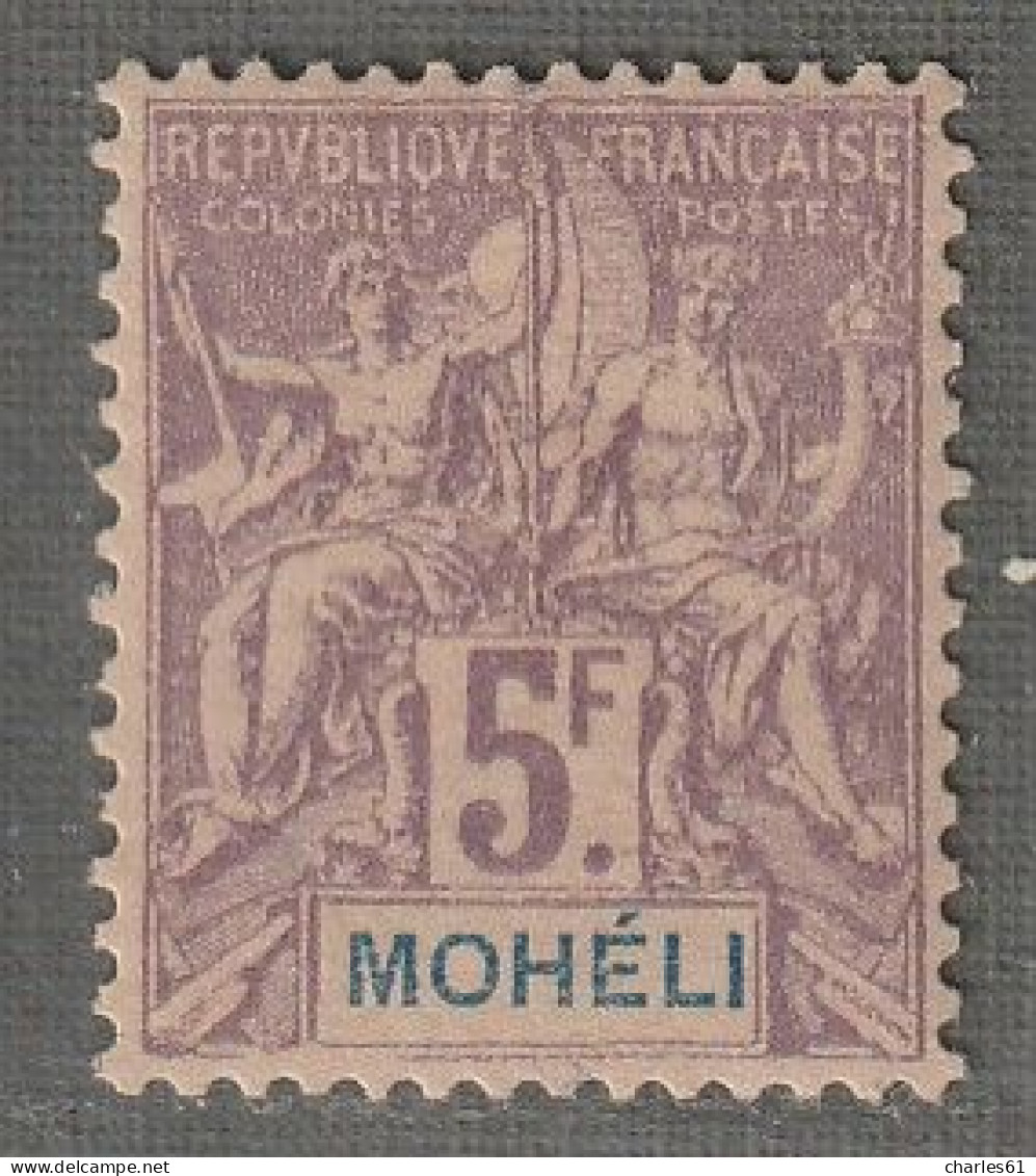 MOHELI - N°16 * (1906-07) 5fr Violet Sur Gris - Neufs