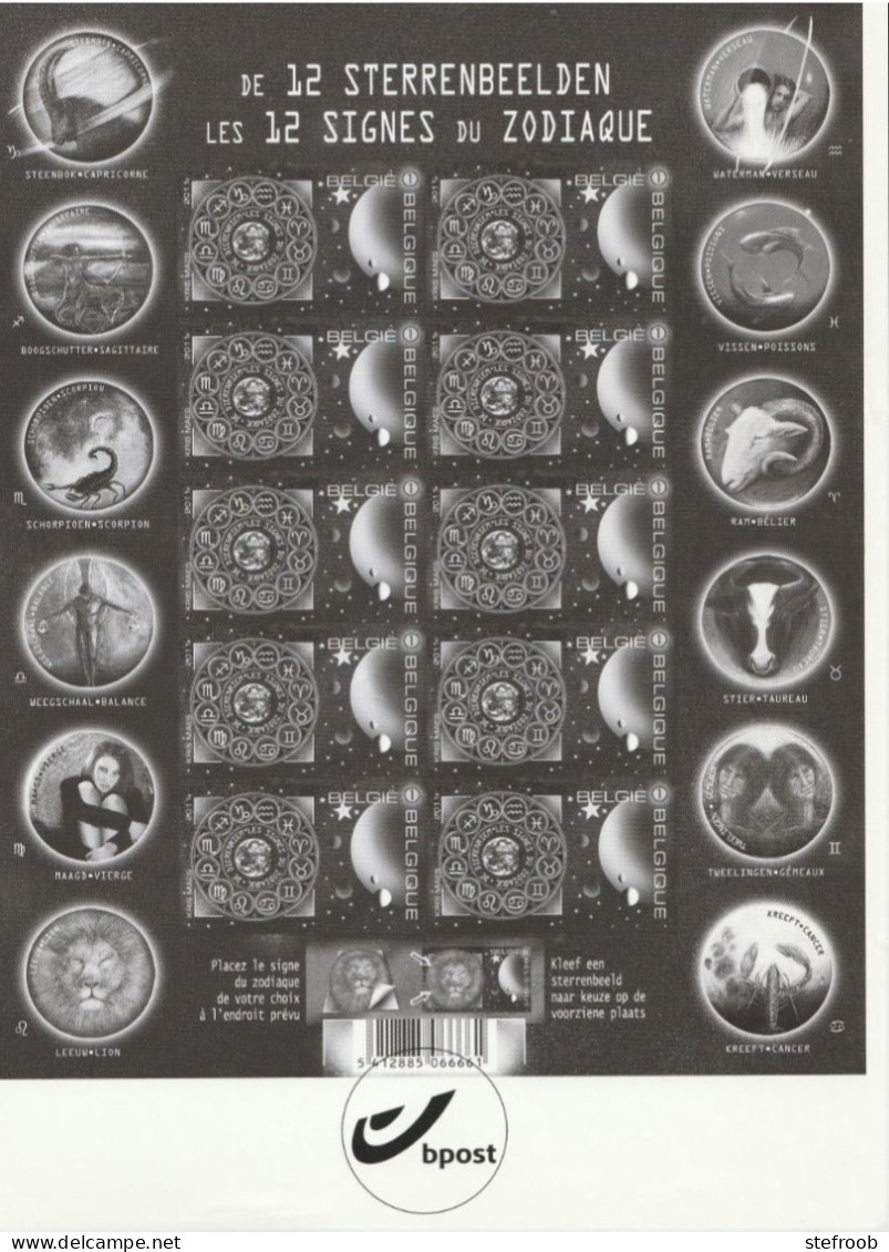 De 12 Sterrenbeelden - Zodiac - Zw-Wit Blaadje 2011 - Zwart-witblaadjes [ZN & GC]