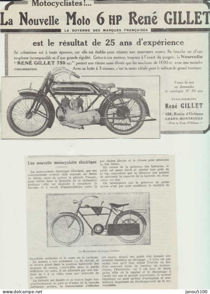 VIEUX PAPIERS      PUBLICITE POUR   "  MOTOS ET MATERIEL  "        ANNEES 1930.         5 PIECES. - Publicités