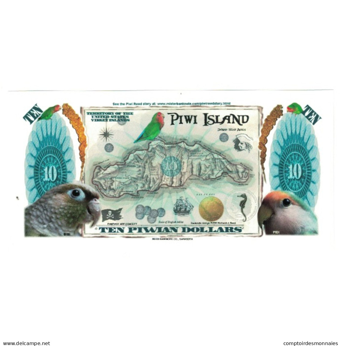 Billet, États-Unis, 10 Dollars, 2017, 2017-12-25, PIWI ISLAND, NEUF - Te Identificeren