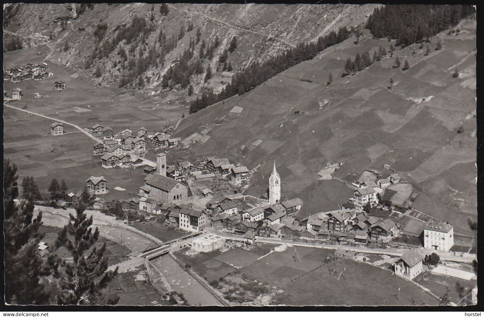 Schweiz - 3910 Saas-Grund - Alte Ortsansicht Mit Kirche - Nice Stamp 1957 - Saas-Grund