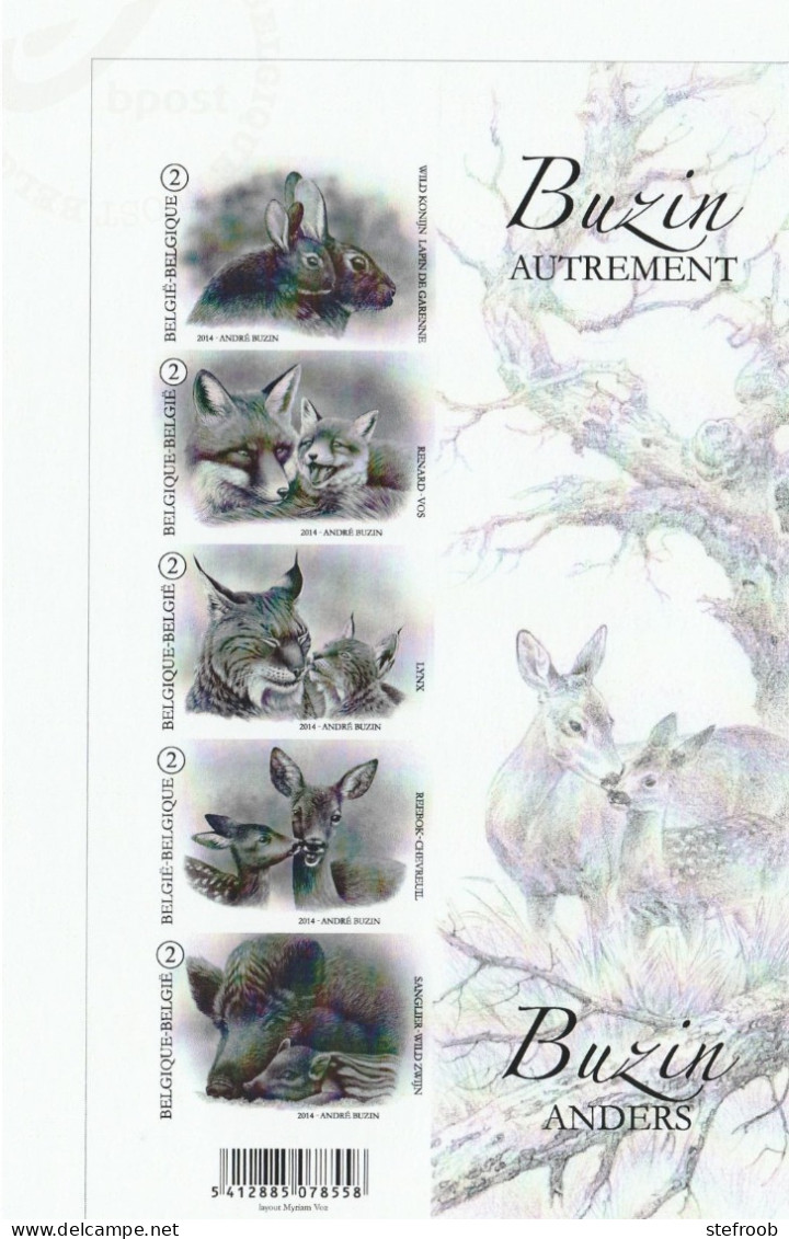 Buzin Anders - Autrement - Dieren - 5x Waarde 2 - Zw-Wit Blaadje 2014 - Folletos Blanco Y Negro [ZN & GC]