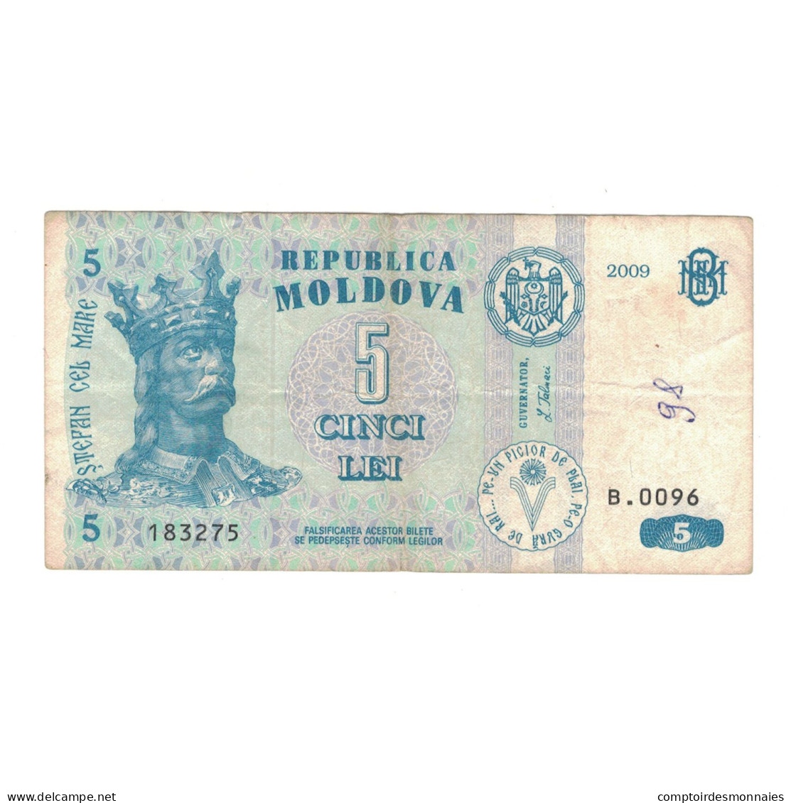 Billet, Moldavie, 5 Lei, 2009, KM:9e, TB - Moldavia