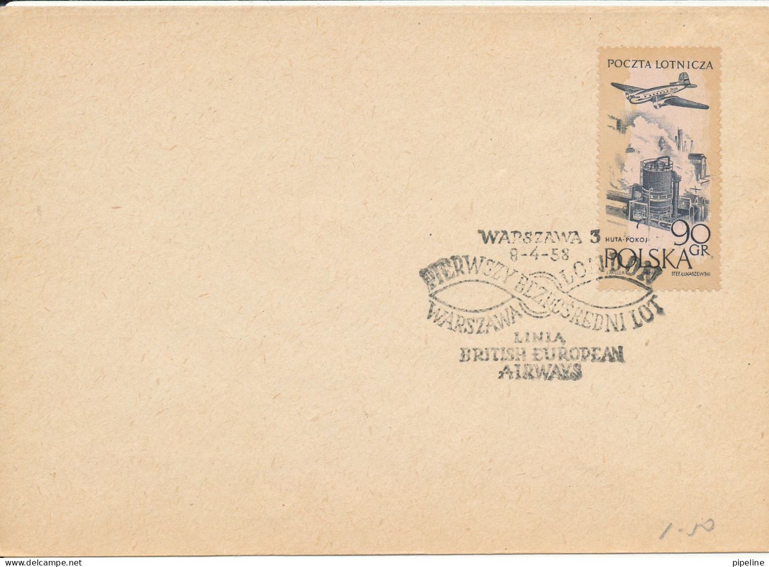 Poland Cover First Flight LOT British European Airways Warszawa - London 8-4-1958 - Lettres & Documents