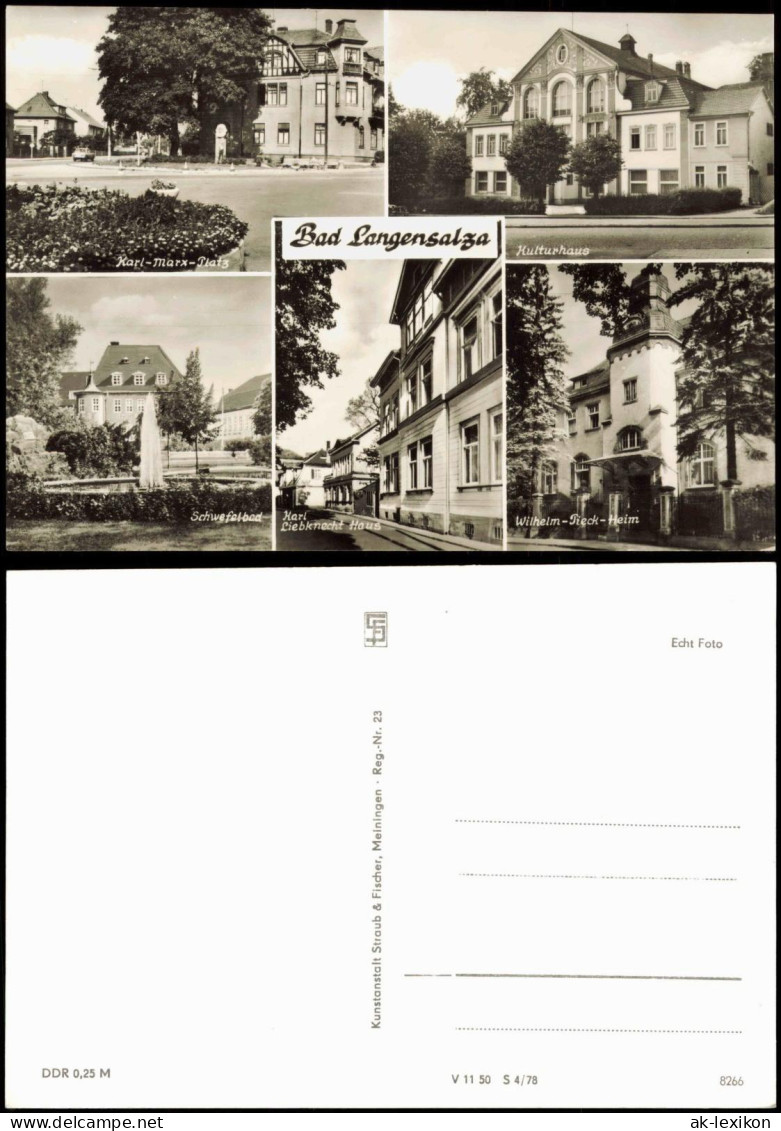 Bad Langensalza DDR MB  Karl-Marx-Platz Liebknecht Haus Wilhelm-Pieck-Heim 1978 - Bad Langensalza