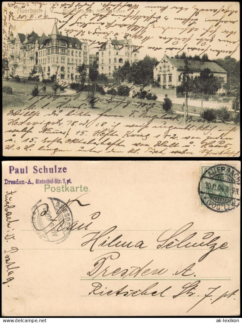 Ansichtskarte Auerbach (Vogtland) Moltkestrasse 1904 - Auerbach (Vogtland)