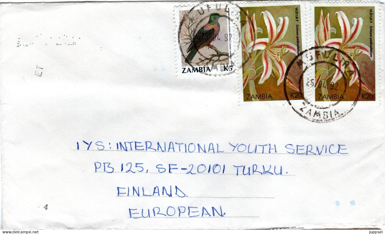 ZAMBIA, Letter, Western Bronze - Naped Pigeon     /    ZAMBIE, Lettre, Pigeon - Palomas, Tórtolas